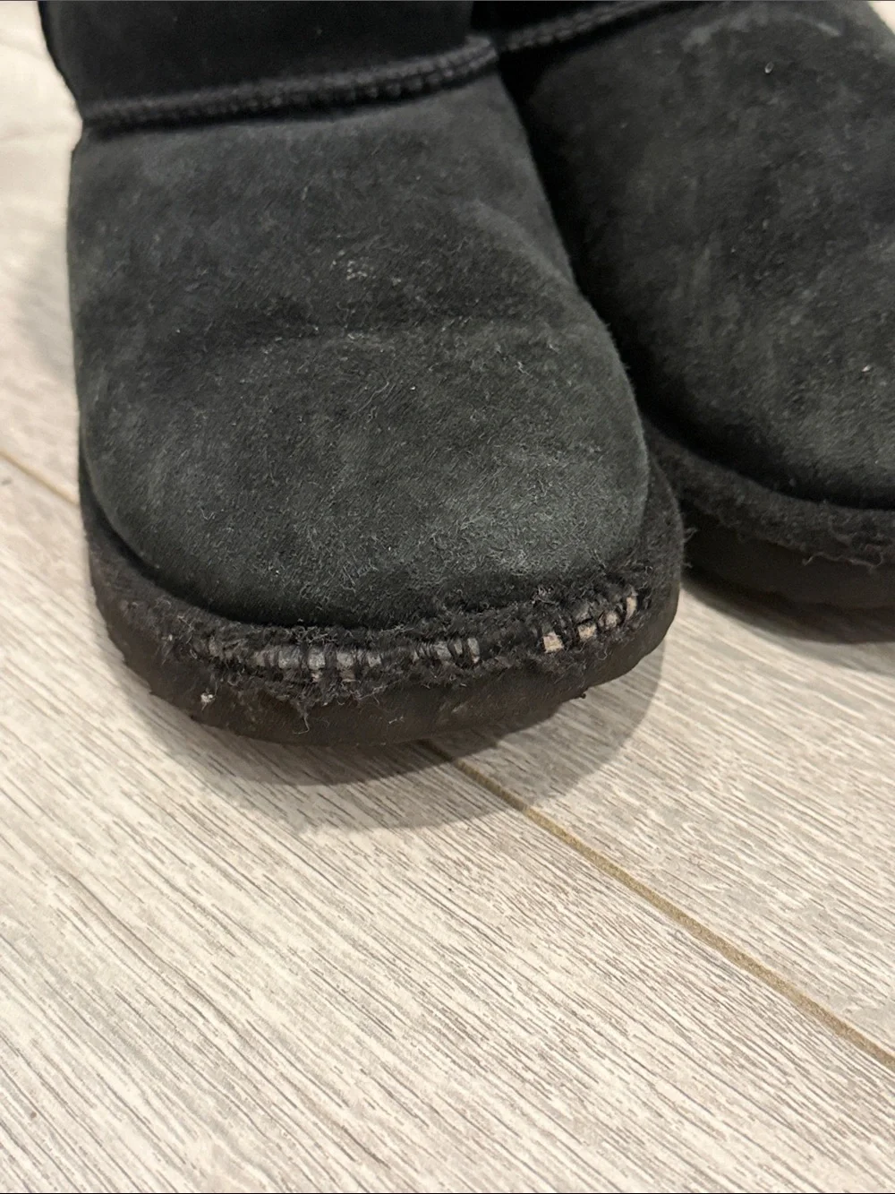 UGG Kids Black Classic Short Suede Shearling Boots